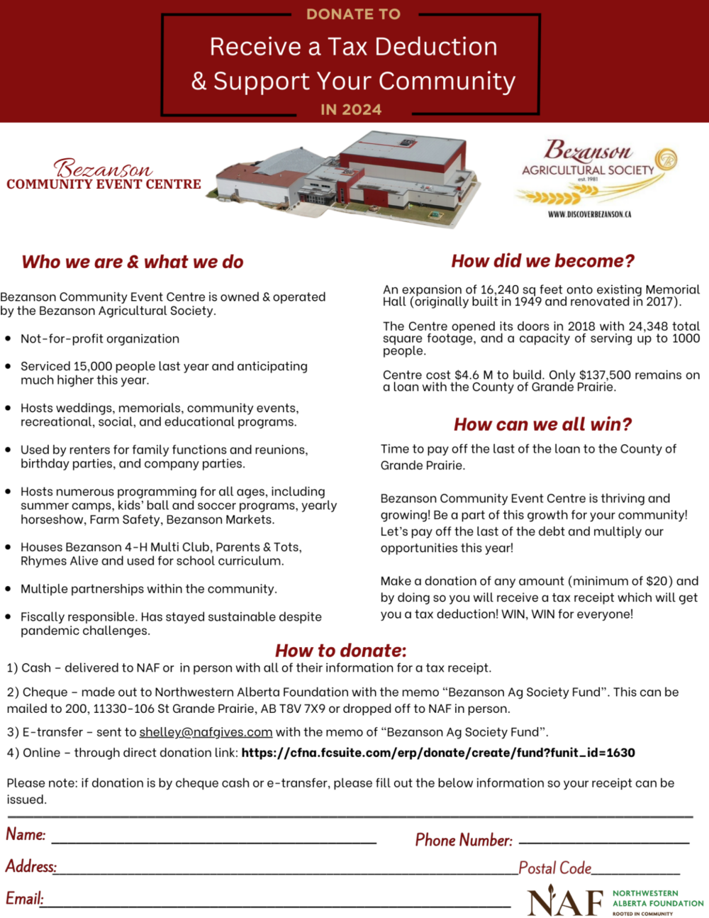 Donate to Receive a Tax Deduction & Support Your Community The